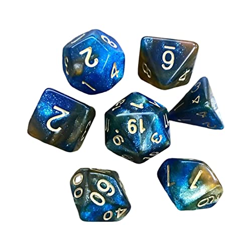 7 x polyedrische Würfel, astrologische Wahrsagungswürfel, Partyspiel, Würfelspiel für Bar, Blau und Gold, Sternenhimmel, 7 Stück 7 x polyedrische Würfel, astrologische Wahrsagungswürfel, Partyspiel, Würfelspiel für Bar, Blau und Gold, Sternenhimmel, 7 Stück von Geardeangloow