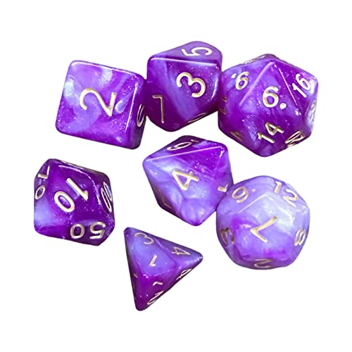 7 x polyedrische Würfel, astrologische Wahrsagungswürfel, Partyspiel, Würfelspiel für Bar, lila und weiß, violett-weißer Sternenhimmel, 7 Stück 7 x polyedrische Würfel, astrologische Wahrsagungswürfel, Partyspiel, Würfelspiel für Bar, lila und weiß, violett-weißer Sternenhimmel, 7 Stück von Geardeangloow