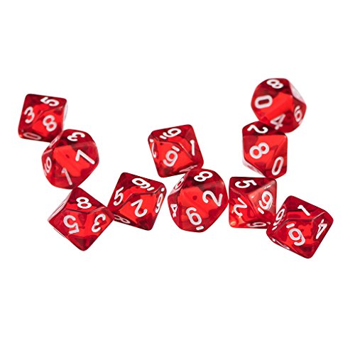 D10 Zehnseitige Edelsteinwürfel für RPG-Spiele, 10 Stück, Rot D10 Zehnseitige Edelsteinwürfel für RPG-Spiele, 10 Stück, Rot von Geardeangloow