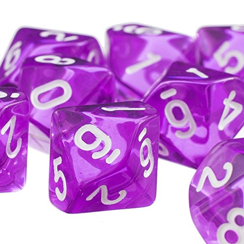 D10 Zehnseitige Edelsteinwürfel für RPG-Spiele, 10 Stück, violett D10 Zehnseitige Edelsteinwürfel für RPG-Spiele, 10 Stück, violett von Geardeangloow
