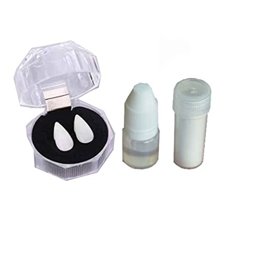 Geardeangloow 1 Paar Vampirzähne für Halloween, Cosplay, Vampir-Zähne, Kostüm, Props, Vampir-Zombie-Zähne, 15 mm + Beißring Geardeangloow 1 Paar Vampirzähne für Halloween, Cosplay, Vampir-Zähne, Kostüm, Props, Vampir-Zombie-Zähne, 15 mm + Beißring von Geardeangloow