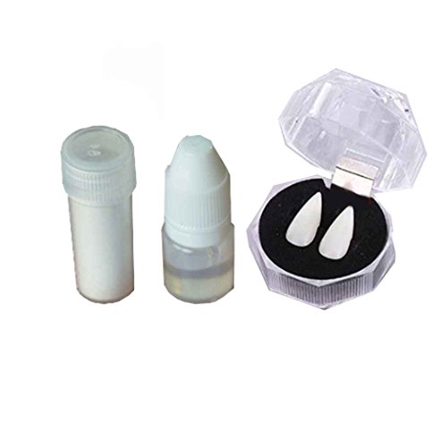 Geardeangloow 1 Paar Vampirzähne für Halloween, Cosplay, Vampir-Zähne, Kostüm, Props, Vampir-Zombie-Zähne, 17 mm + Beißring Geardeangloow 1 Paar Vampirzähne für Halloween, Cosplay, Vampir-Zähne, Kostüm, Props, Vampir-Zombie-Zähne, 17 mm + Beißring von Geardeangloow