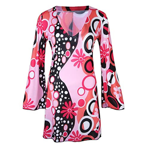 Geardeangloow Damen Hippie-Kostüm, Retro-Stil, 60er-/70er-Jahre, ausgestelltes Kleid, Mantel-Set, Größe XL Geardeangloow Damen Hippie-Kostüm, Retro-Stil, 60er-/70er-Jahre, ausgestelltes Kleid, Mantel-Set, Größe XL von Geardeangloow