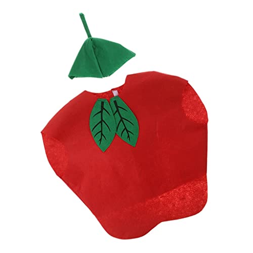 Geardeangloow Kinderkostüm, Vliesstoff, Obst-Outfit, Party, Kostüm, Rot, Apfel von Geardeangloow