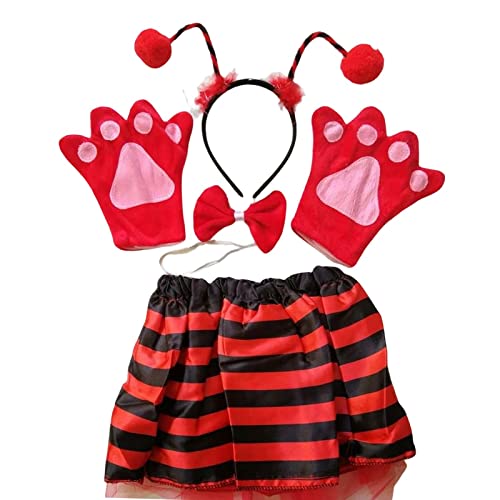 Geardeangloow Marienkäfer-Kostüm, gestreifter Rock, Handschuhe, Outfit, Partyzubehör, Kostüm, Marienkäfer, 5 Stück Geardeangloow Marienkäfer-Kostüm, gestreifter Rock, Handschuhe, Outfit, Partyzubehör, Kostüm, Marienkäfer, 5 Stück von Geardeangloow