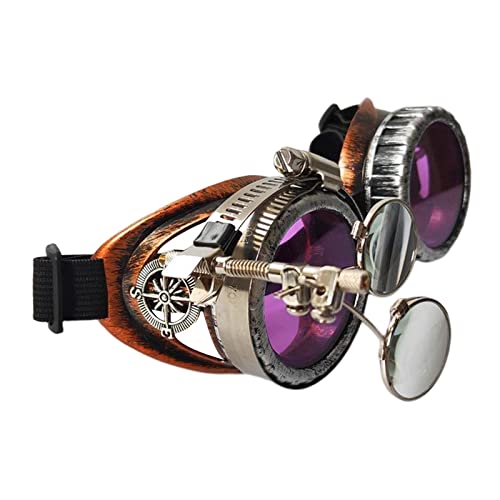 Geardeangloow Modische Steampunk-Brille, Augenlupe, Foto-Requisite, farbiger Rahmen, Sonnenbrille, Lila, 18 x 6 cm Geardeangloow Modische Steampunk-Brille, Augenlupe, Foto-Requisite, farbiger Rahmen, Sonnenbrille, Lila, 18 x 6 cm von Geardeangloow