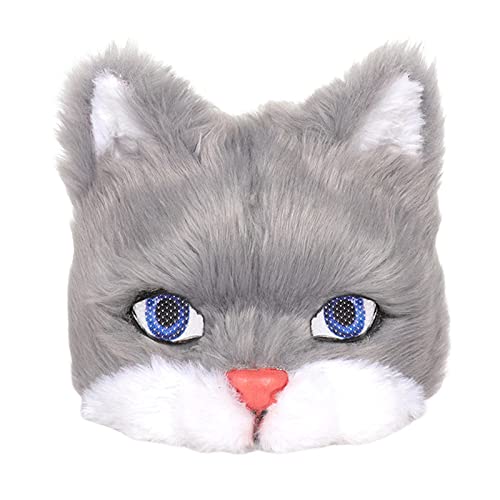 Geardeangloow Plüsch-Katzenmaske, halbe Augenmaske für Festival, Kostüm, Cosplay, Zubehör, Grau Geardeangloow Plüsch-Katzenmaske, halbe Augenmaske für Festival, Kostüm, Cosplay, Zubehör, Grau von Geardeangloow