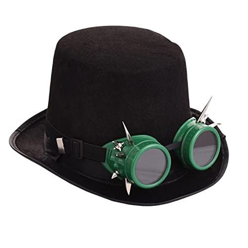 Geardeangloow Steampunk Hut mit Brille Schwarzer Zylinder aus dickem Filz Halloween Geschenk, Style 3 Geardeangloow Steampunk Hut mit Brille Schwarzer Zylinder aus dickem Filz Halloween Geschenk, Style 3 von Geardeangloow