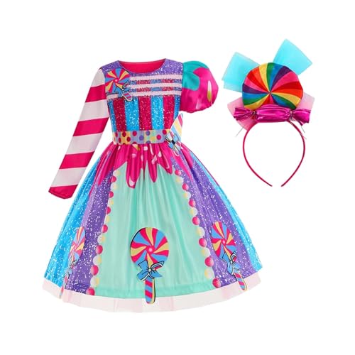 Geardeangloow Süßigkeitenkleid für Mädchen, mehrfarbig, Prinzessinnenkleid für Urlaub, Party, Rollenspiel, 140 cm, 140 cm Geardeangloow Süßigkeitenkleid für Mädchen, mehrfarbig, Prinzessinnenkleid für Urlaub, Party, Rollenspiel, 140 cm, 140 cm von Geardeangloow
