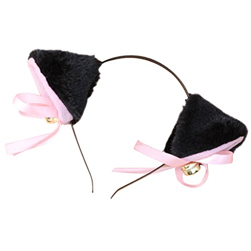 Geardeangloow Tier-Cosplay-Katzenohren-Haarreif mit Glöckchen, Schwarz Geardeangloow Tier-Cosplay-Katzenohren-Haarreif mit Glöckchen, Schwarz von Geardeangloow