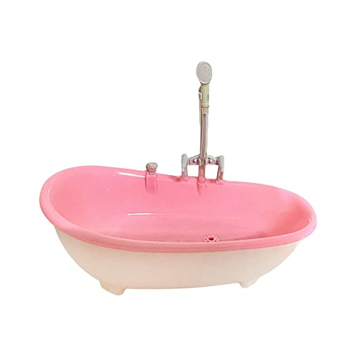 Miniatur-Puppenhaus-Badewanne, Spielzeug für 30,5 cm große Puppe, Hellrosa von Geardeangloow