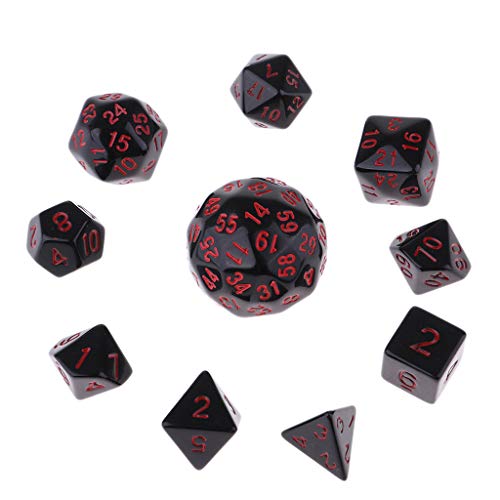 Polyedrisches Würfel-Set, Acryl, Tischspiel, Party-Spiel, Zubehör, Rot, 10-teilig Polyedrisches Würfel-Set, Acryl, Tischspiel, Party-Spiel, Zubehör, Rot, 10-teilig von Geardeangloow