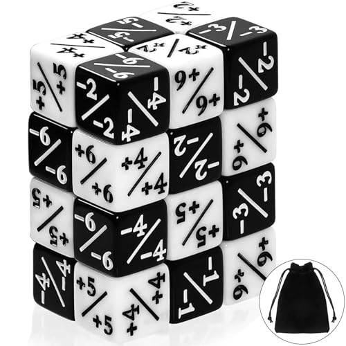 GEARMAX 24 Stück Würfel Set Würfelzähler Token Würfel Loyalität Würfel W6 mit MTG CCG,Kartenspiel Zubehör mit Aufbewahrungsbeuteln von Gearmax