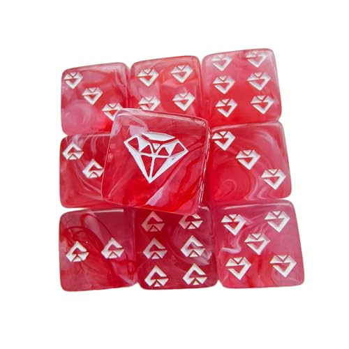 10pcs Acryljuwelenmuster Rollenspiele Tischspiel Sechsseitige Runde Ecke Mahjong Accessoires Acryl Würfel Geschenk von Geavonyg