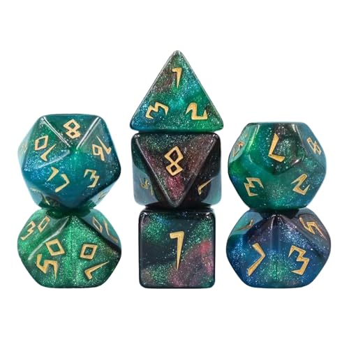 Set Von 7pcs Polyedrischen Würfel D4 D8x1d Sparkling Mischfarben Spielzeugset Für Tischspiele Und Partys Tischspiele Gaming Würfel von Geavonyg