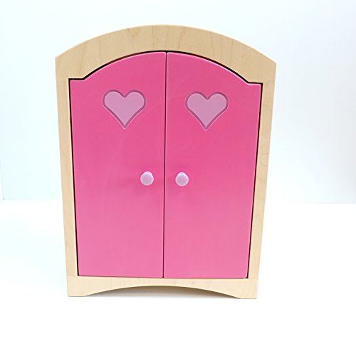 Gebrüder Vinkelau GmbH Puppenkleiderschrank inkl. 5 Kleiderbügeln/Material: Holz/Farbe: Natur/Pink/rosa/Maße: 44,5 x 21,5 x 61 cm/Gewicht: 8,1 kg von Gebrüder Vinkelau GmbH