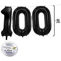 100. Geburtstag, XXL Zahlenballon Set in schwarz, 86cm hoch von Geburtstagsfee