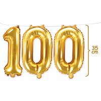 100. Geburtstag, Zahlenballon Set in gold, 35cm hoch von Geburtstagsfee