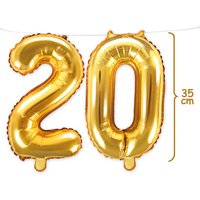 20. Geburtstag, Zahlenballon Set 2 & 0 in gold, 35cm hoch von Geburtstagsfee