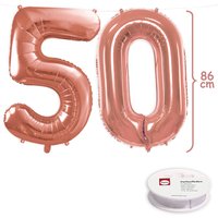 50. Geburtstag, XXL Zahlenballon Set 5 & 0 in roségold, 86cm hoch von Geburtstagsfee