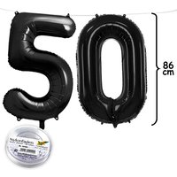 50. Geburtstag, XXL Zahlenballon Set 5 & 0 in schwarz, 86cm hoch von Geburtstagsfee
