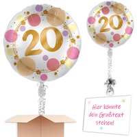 Ballongruß zum 20.Geburtstag mit glänzenden Punkten, Silber-Gold Ø 35cm von Geburtstagsfee