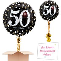 Ballonpost zum 50. Geburtstag inkl. Helium, Bänder, Gewicht von Geburtstagsfee