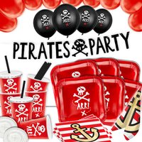 Basic Tisch- und Raumdekoset Piraten für 6 Kinder, 65-teilig Basic Tisch- und Raumdekoset Piraten für 6 Kinder, 65-teilig von Geburtstagsfee