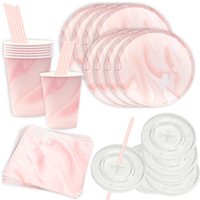 Basicset in zartrosa marmoriert, 50-teilig für 8 Gäste Basicset in zartrosa marmoriert, 50-teilig für 8 Gäste von Geburtstagsfee