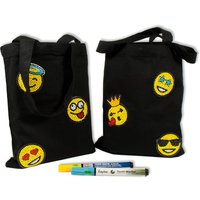 Baumwollbeutel Design Set, Diamond Smiley Sticker + Marker