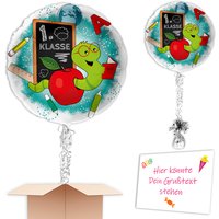 Befüllter Ballon Einschulung 1. Klasse Bücherwurm Band, Gewicht, Karte Befüllter Ballon Einschulung 1. Klasse Bücherwurm Band, Gewicht, Karte von Geburtstagsfee