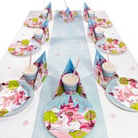 Einhorn Tischdeko Set bis 16 Gäste, 90-teilig Einhorn Tischdeko Set bis 16 Gäste, 90-teilig von Geburtstagsfee