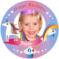 Einhorn Tortenaufleger Geburtstag mit Foto, Name, Alter – rund, Z24 Einhorn Tortenaufleger Geburtstag mit Foto, Name, Alter – rund, Z24 von Geburtstagsfee