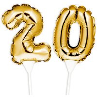 Folienballon-Kuchenpicker zum 20. Geburtstag, Zahl 2 & 0, selbstaufblasend von Geburtstagsfee