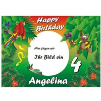 Fototorten Aufleger Dschungelparty +Foto +Namen +Alter, rechteckig, EA4 Fototorten Aufleger Dschungelparty +Foto +Namen +Alter, rechteckig, EA4 von Geburtstagsfee