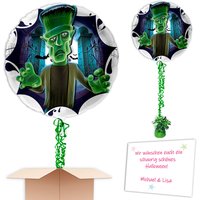 Frankenstein Heliumballon zu Halloween versenden mit Gewicht, Band von Geburtstagsfee