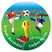 Fußball Tortenaufleger mit Name und Alter – rund, Z16 Fußball Tortenaufleger mit Name und Alter – rund, Z16 von Geburtstagsfee