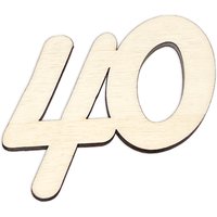 Geburtstagszahl Holz 40. Geburtstag zum Weiterverarbeiten, Basteln & Bemalen, Größe: 10cm von Geburtstagsfee