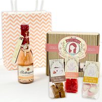 Geschenkset "Beste Mama" mit Rotkäppchen rosè, Anhänger und Süßigkeitenmischung von Geburtstagsfee