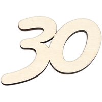 Größe: 10cm, 30. Geburtstag - Zahl aus Holz zum Weiterverarbeiten, Basteln & Bemalen von Geburtstagsfee