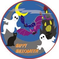 HAPPY HALLOWEEN Foto Tortenaufleger mit Gespenstern – rund, Z26 von Geburtstagsfee