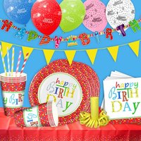 Happy Birthday Partyset, 70-teilig für 10 Kids Happy Birthday Partyset, 70-teilig für 10 Kids von Geburtstagsfee