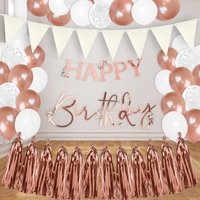 Happy Birthday Raumdekoset in rosègold-weiß, 40-teilig von Geburtstagsfee