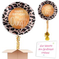 Happy Birthday du wildes Ding Heliumballon mit Schmuckband u. Gewicht Happy Birthday du wildes Ding Heliumballon mit Schmuckband u. Gewicht von Geburtstagsfee