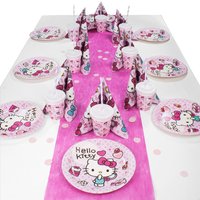 Hello Kitty Tischdeko Set bis 16 Kinder, 90-teilig von Geburtstagsfee