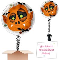 Inkl. Helium, Bänder, Ballongewicht Monster, rund Halloween orange Inkl. Helium, Bänder, Ballongewicht Monster, rund Halloween orange von Geburtstagsfee