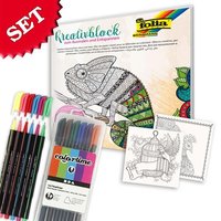 Kreativ-Malset mit tollem Malbuch (40 Motive) +12 Colortime-Fineliner von Geburtstagsfee