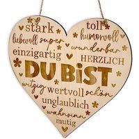 Kreativ graviertes Holzherz "Du bist" u. weiteren lieben Worten als Geschenk, inkl. Kordel zum Aufhängen- Variante Klein Kreativ graviertes Holzherz "Du bist" u. weiteren lieben Worten als Geschenk, inkl. Kordel zum Aufhängen- Variante Klein von Geburtstagsfee
