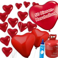 Love Ballongas-Set mit 50 Riesen-Herzballons Love Ballongas-Set mit 50 Riesen-Herzballons von Geburtstagsfee