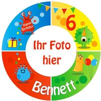 Monster Party Tortenaufleger mit Foto, Name, Alter, Z24 Monster Party Tortenaufleger mit Foto, Name, Alter, Z24 von Geburtstagsfee